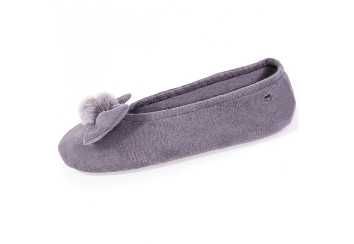 Isotoner Ballerina Pompon Velours Bio Grijs