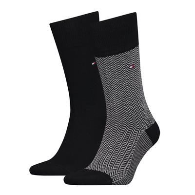 Tommy Hilfiger Herringbone Sock 2P Zwart