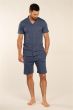 Eskimo Arno Heren Doorknoop Short Pyjama s/s Blauw