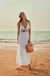 Rosa Faia Beach Crochet Flower Lang Strandkleed