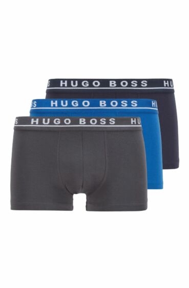 Hugo Boss Cotton Stretch Trunk 3P Open Blue
