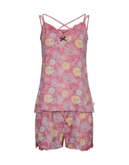 Charlie Choe Dames Open Short Pyjama Rouge Pink