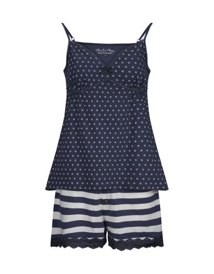 Charlie Choe Dames Open Short Pyjama Navy Stripe