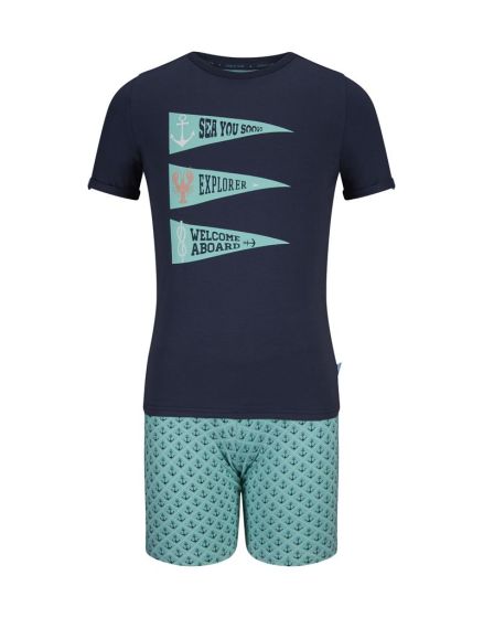 Charlie Choe Boys Short Pyjama s!s Navy-Aqua