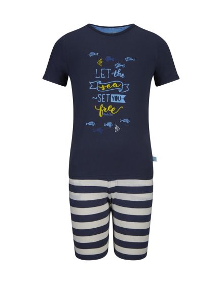 Charlie Choe Boys Short Pyjama s/s Navy Stripe