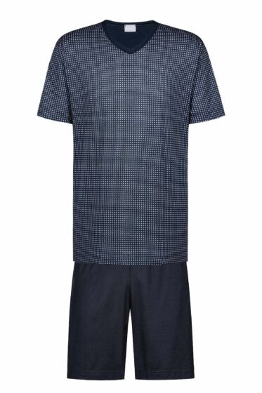 Mey Blue Grid Short Pyjama s/s