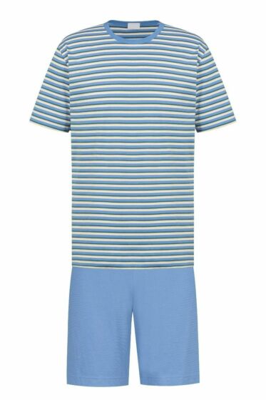 Mey Cross Stripe Short Pyjama s/s Ocean Breeze