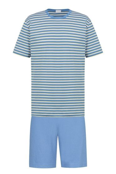 Mey Cross Stripe Short Pyjama s/s Ocean Breeze