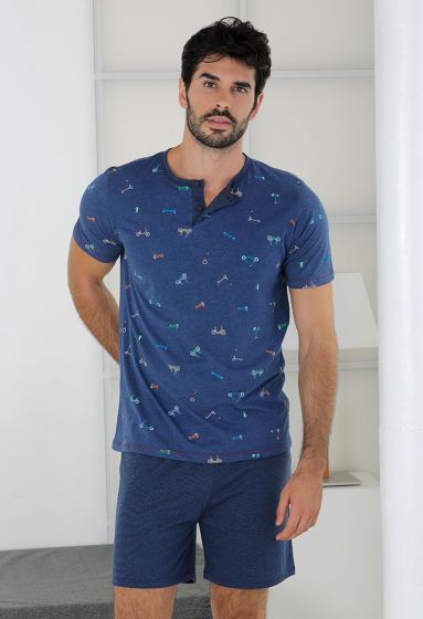 Massana Short Pyjama s/s Jeans Blue
