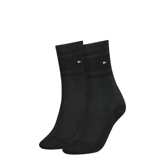 Tommy Hilfiger Women Lurex Rib Sock 2P Black Combo