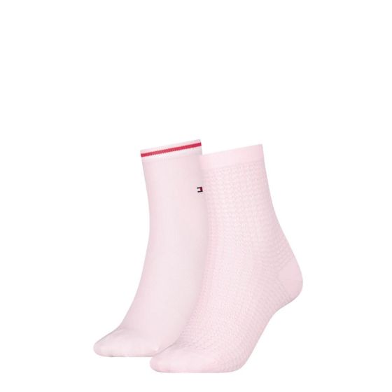 Tommy Hilfiger Women Short Sock Waffle 2P Pink