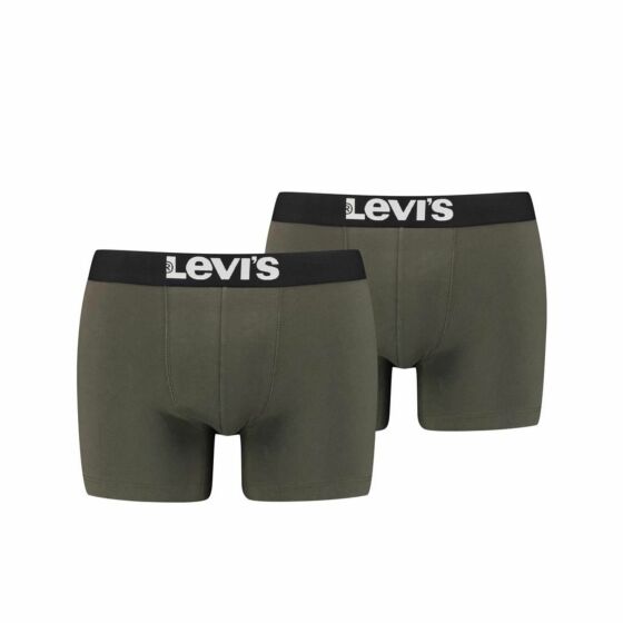 Levi's Men Solid Basic Boxer 2P Khaki