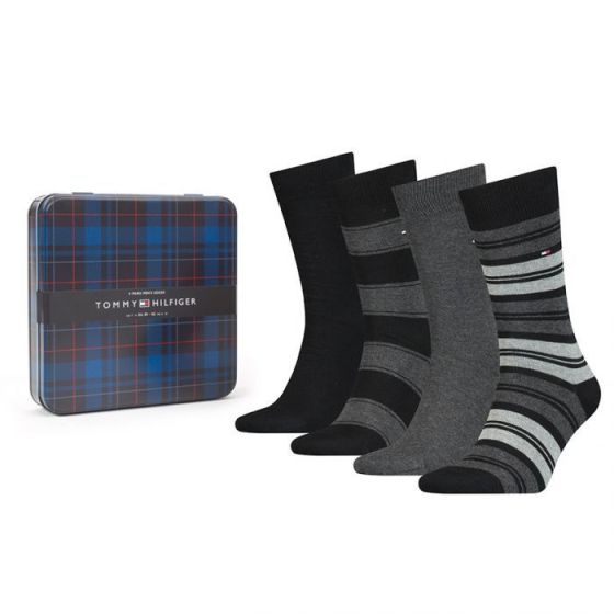 Tommy Hilfiger Stripe Men Sock 4P Zwart